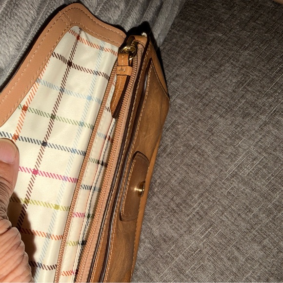 Coach Tan Leather Wristlet with Tattersall Lining. Vintage yes!! - Picture 3 of 3